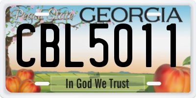 GA license plate CBL5011