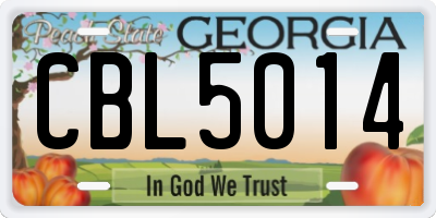 GA license plate CBL5014