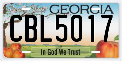 GA license plate CBL5017