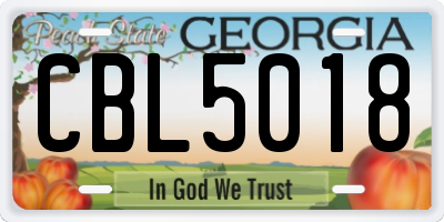 GA license plate CBL5018