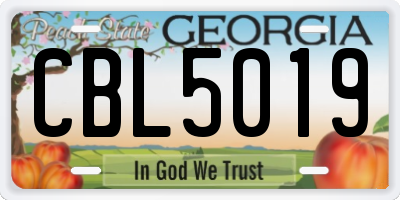 GA license plate CBL5019