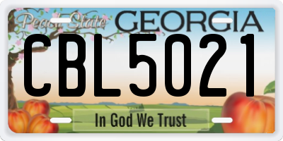 GA license plate CBL5021