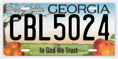GA license plate CBL5024