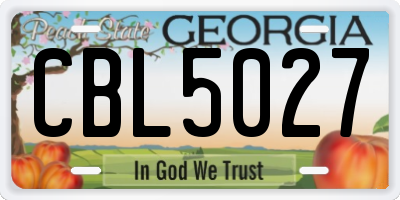 GA license plate CBL5027