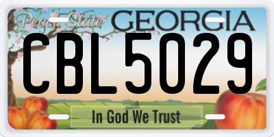 GA license plate CBL5029
