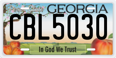 GA license plate CBL5030