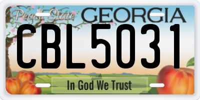 GA license plate CBL5031