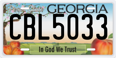 GA license plate CBL5033