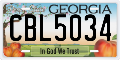 GA license plate CBL5034