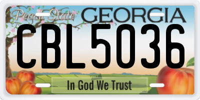 GA license plate CBL5036