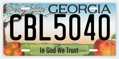 GA license plate CBL5040