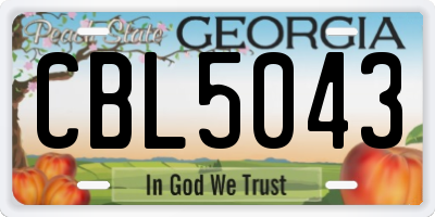 GA license plate CBL5043