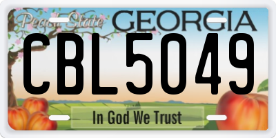 GA license plate CBL5049