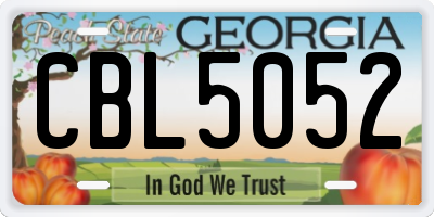 GA license plate CBL5052