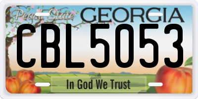 GA license plate CBL5053