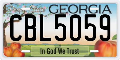 GA license plate CBL5059