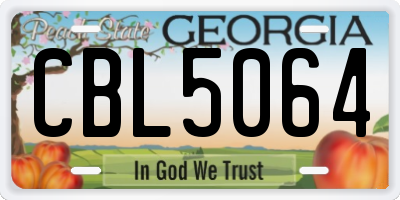 GA license plate CBL5064