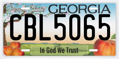 GA license plate CBL5065