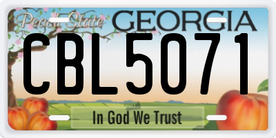 GA license plate CBL5071