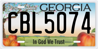 GA license plate CBL5074