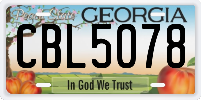 GA license plate CBL5078