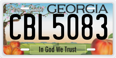 GA license plate CBL5083