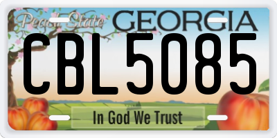 GA license plate CBL5085