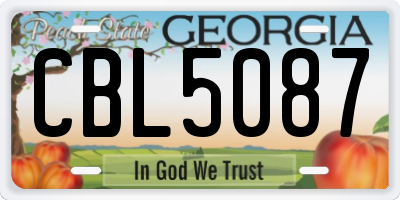 GA license plate CBL5087