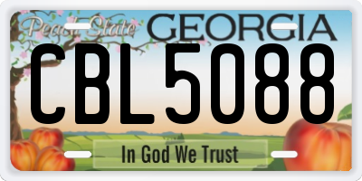 GA license plate CBL5088