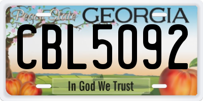 GA license plate CBL5092