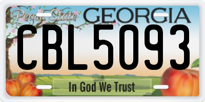 GA license plate CBL5093