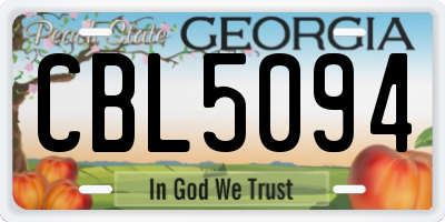 GA license plate CBL5094