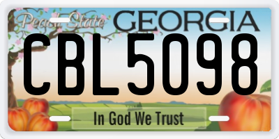 GA license plate CBL5098