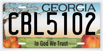 GA license plate CBL5102