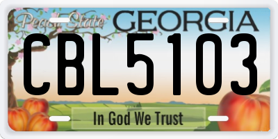 GA license plate CBL5103