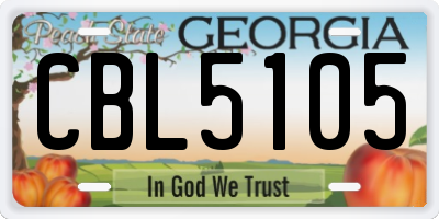 GA license plate CBL5105