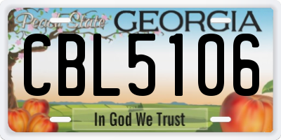 GA license plate CBL5106