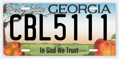 GA license plate CBL5111