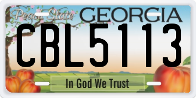 GA license plate CBL5113