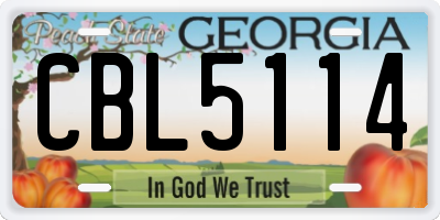 GA license plate CBL5114