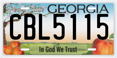 GA license plate CBL5115