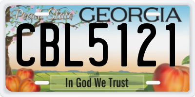 GA license plate CBL5121