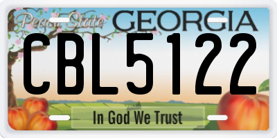 GA license plate CBL5122