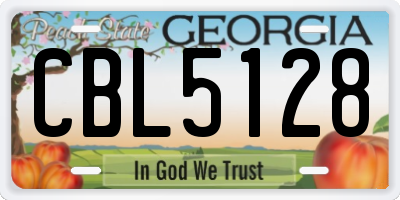 GA license plate CBL5128