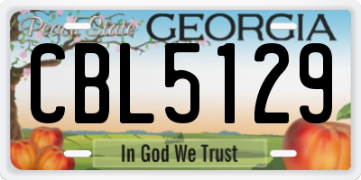 GA license plate CBL5129