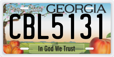 GA license plate CBL5131