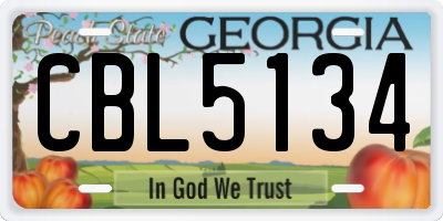GA license plate CBL5134