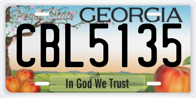 GA license plate CBL5135