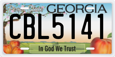 GA license plate CBL5141