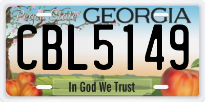 GA license plate CBL5149